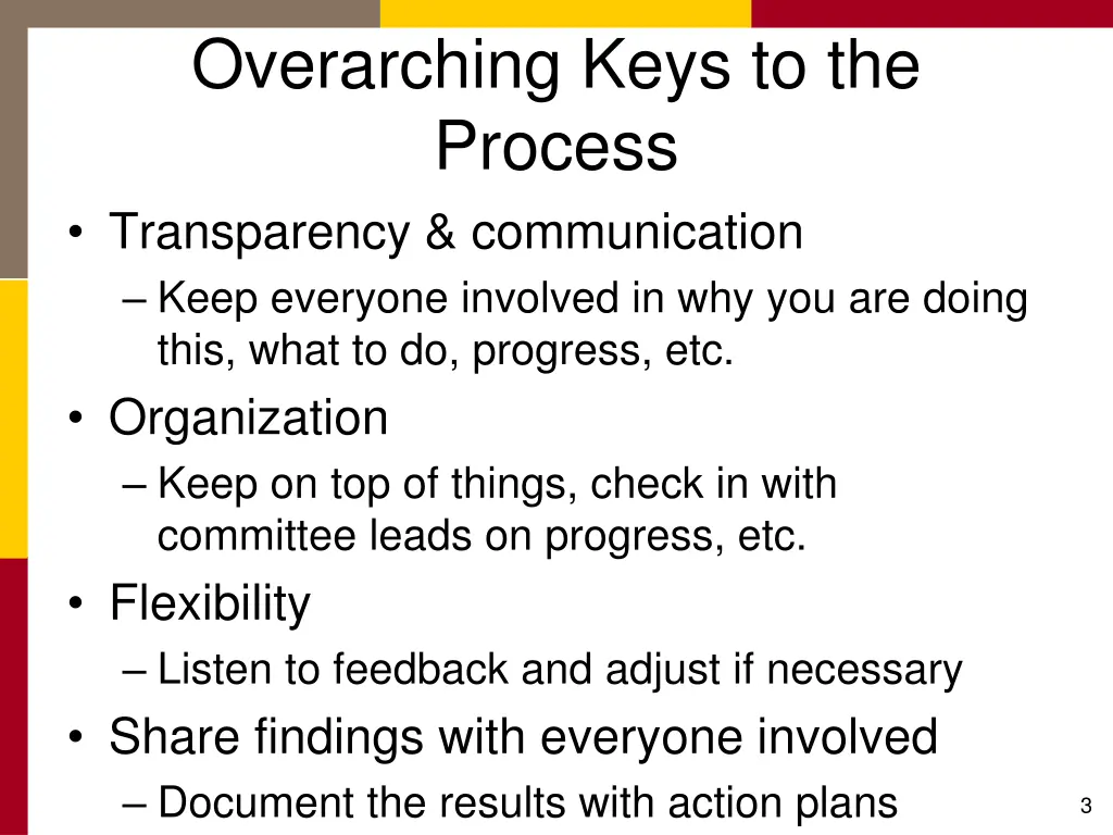 overarching keys to the process transparency