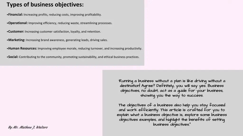 types of business objectives