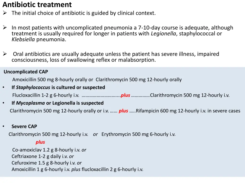 antibiotic treatment the initial choice