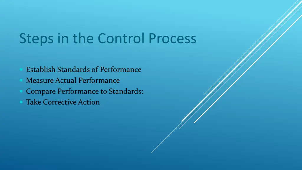 steps in the control process