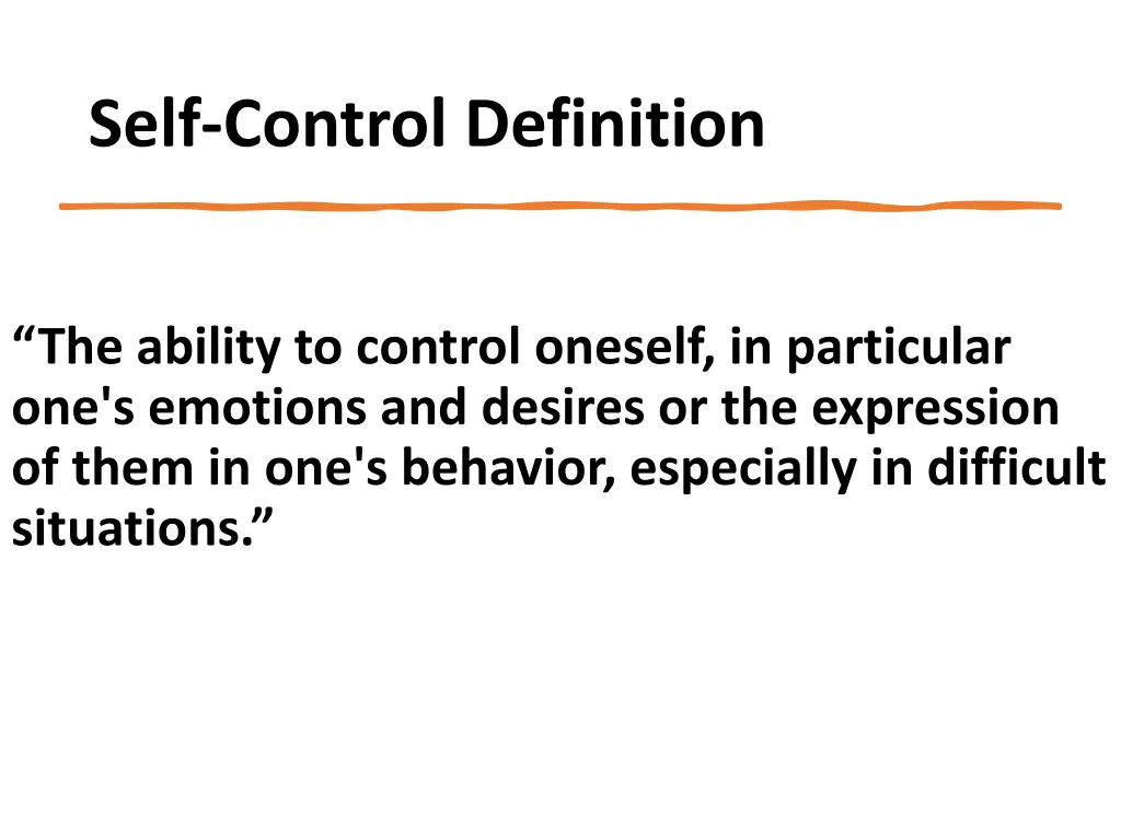 self control definition