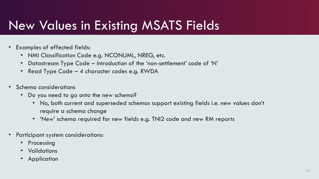 new values in existing msats fields