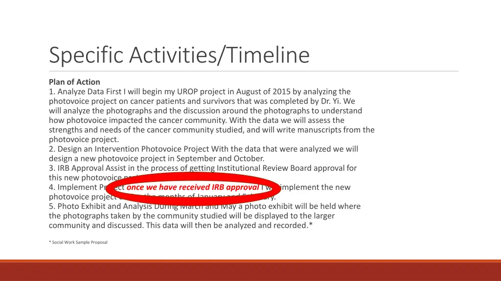 specific activities timeline 3
