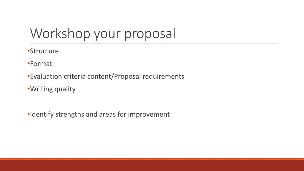 workshop your proposal