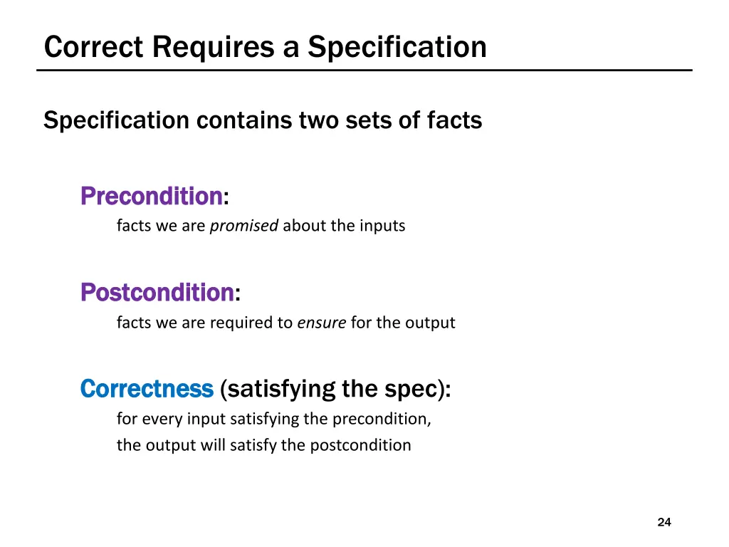 correct requires a specification