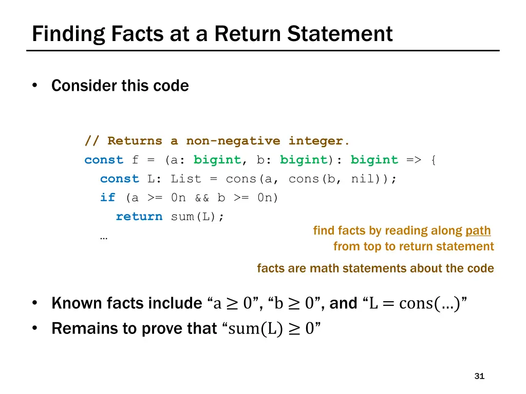 finding facts at a return statement