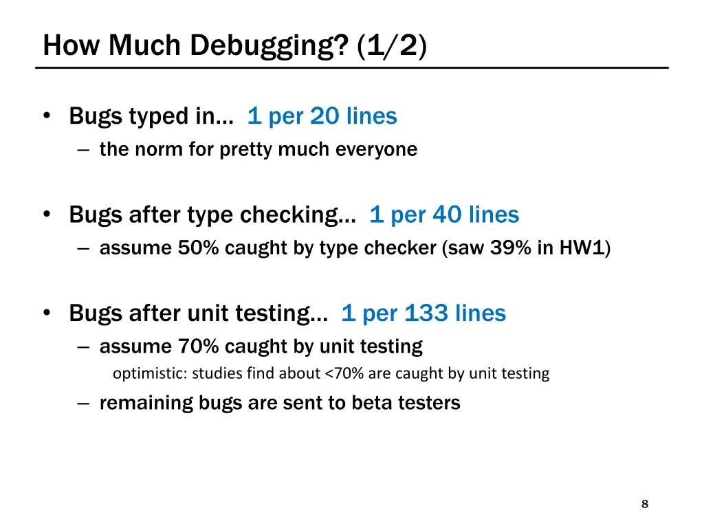 how much debugging 1 2