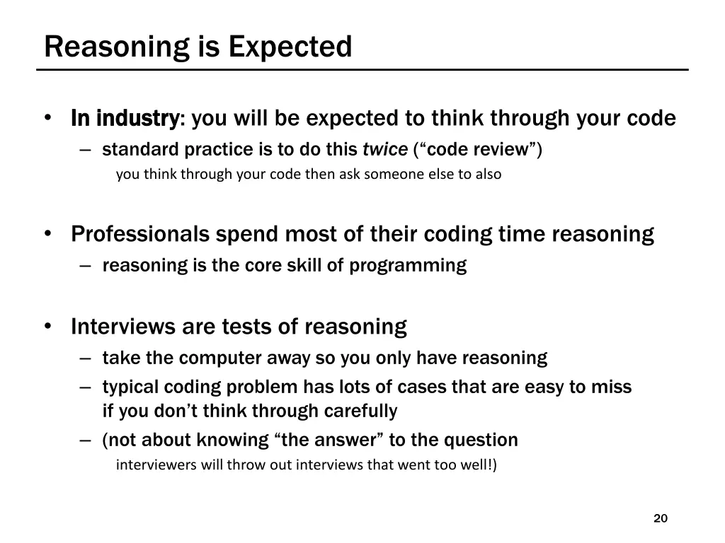 reasoning is expected