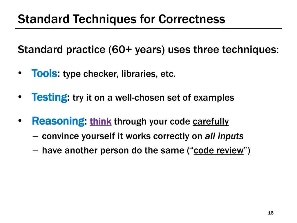 standard techniques for correctness