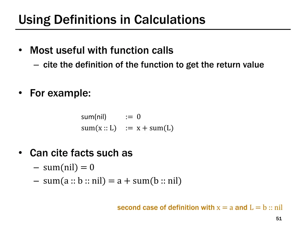 using definitions in calculations