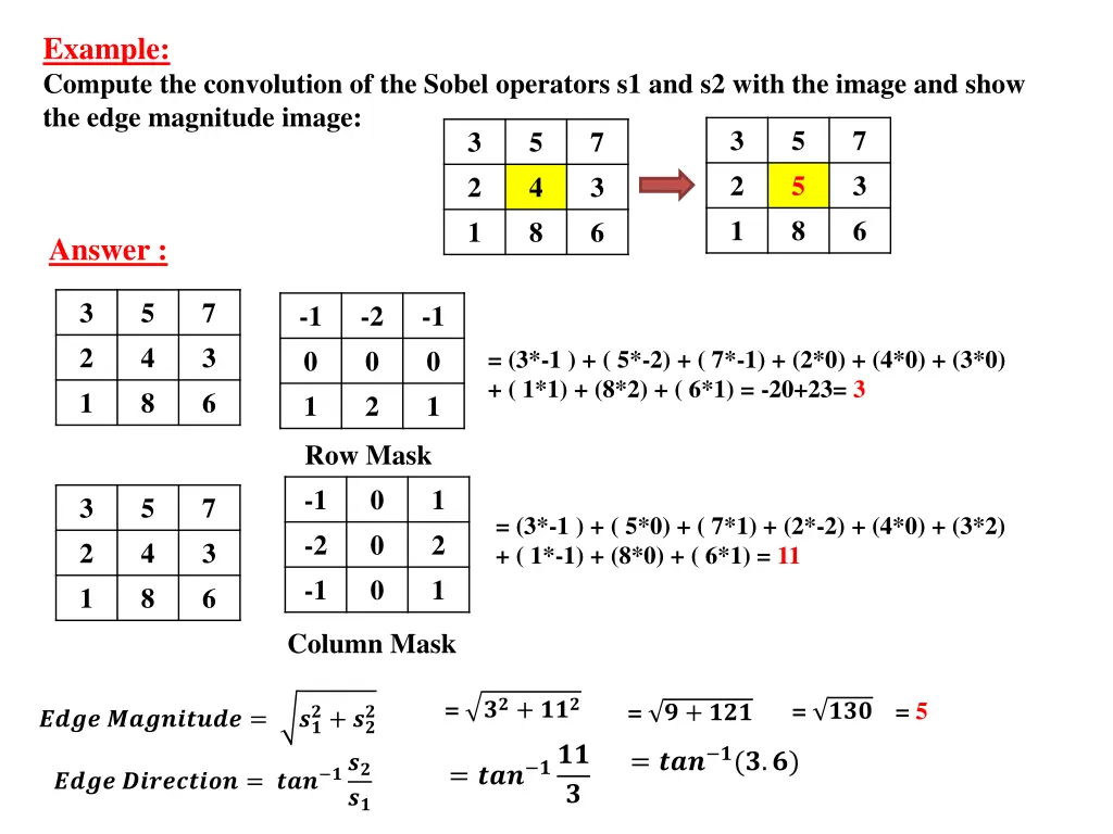 example compute the convolution of the sobel