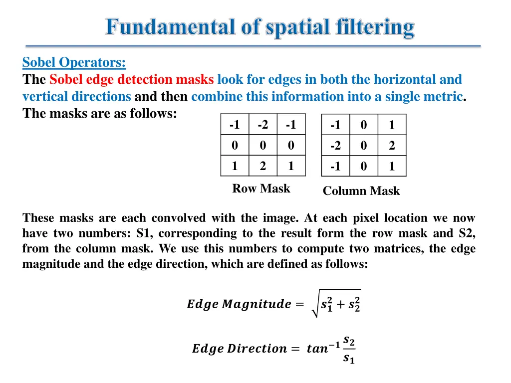 sobel operators the sobel edge detection masks