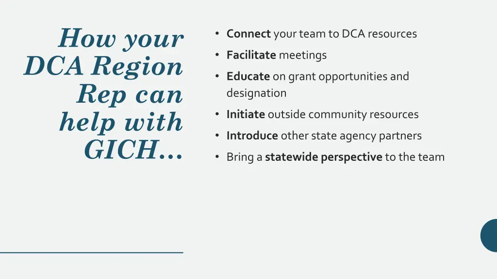how your dca region rep can help with gich
