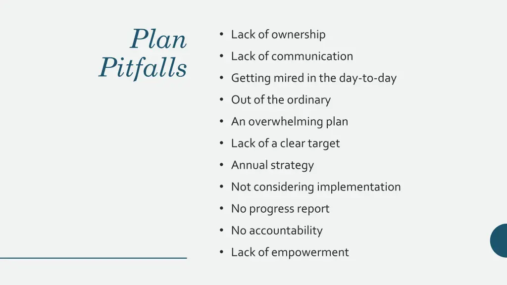 plan pitfalls
