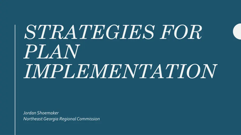 strategies for plan implementation