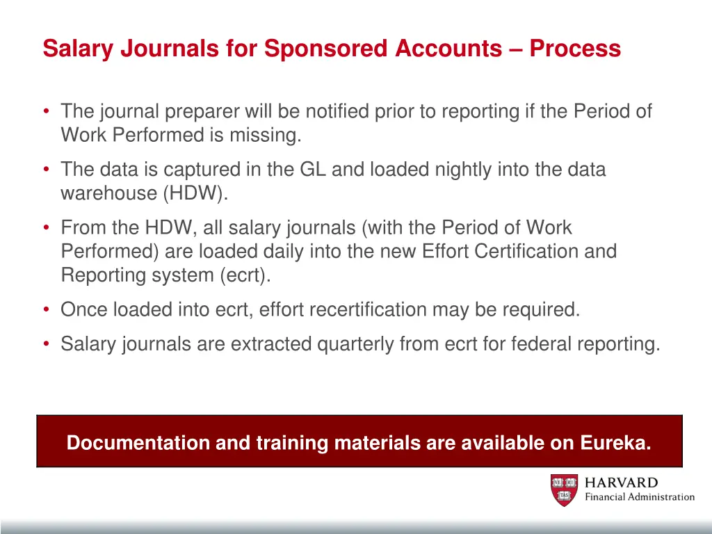 salary journals for sponsored accounts process