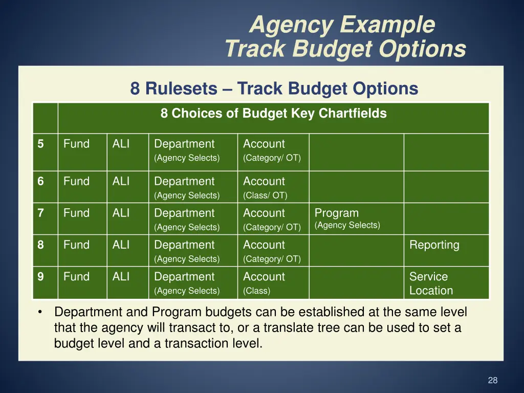 agency example track budget options 1