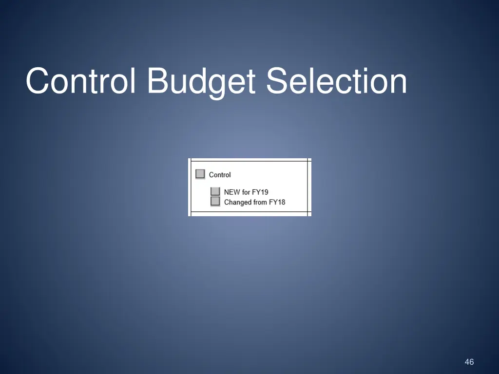 control budget selection