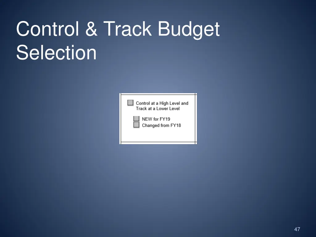 control track budget selection