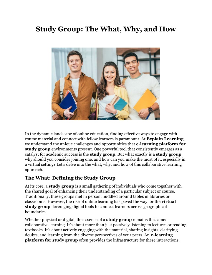 study group the what why and how