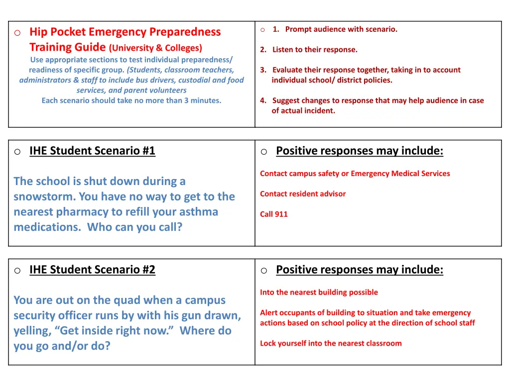 o 1 prompt audience with scenario