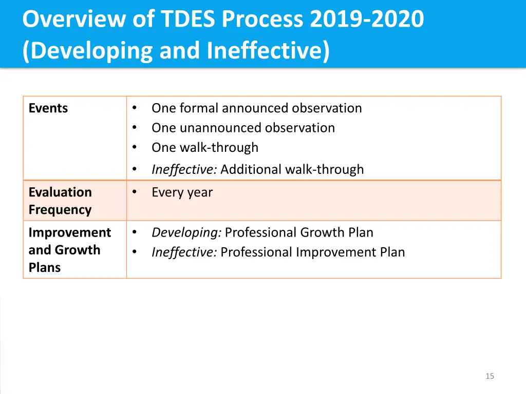 overview of tdes process 2019 2020 developing
