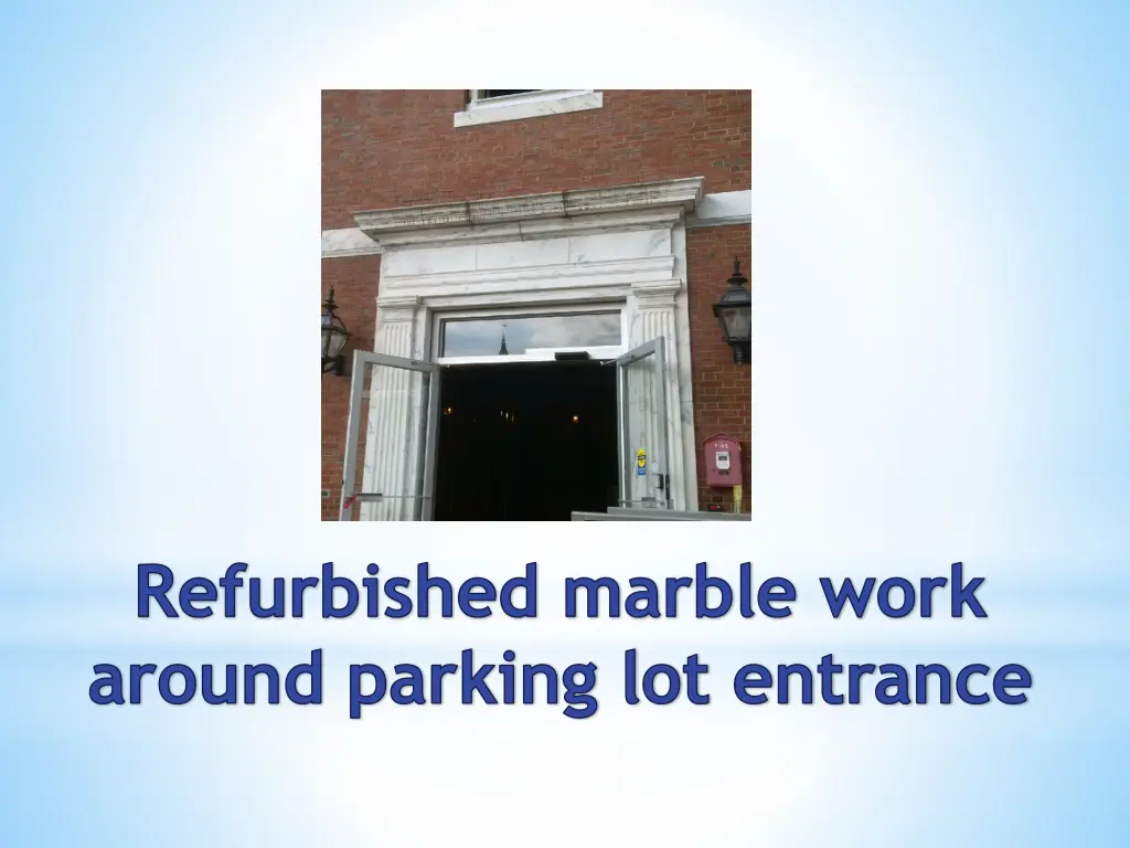 refurbished marble work around parking