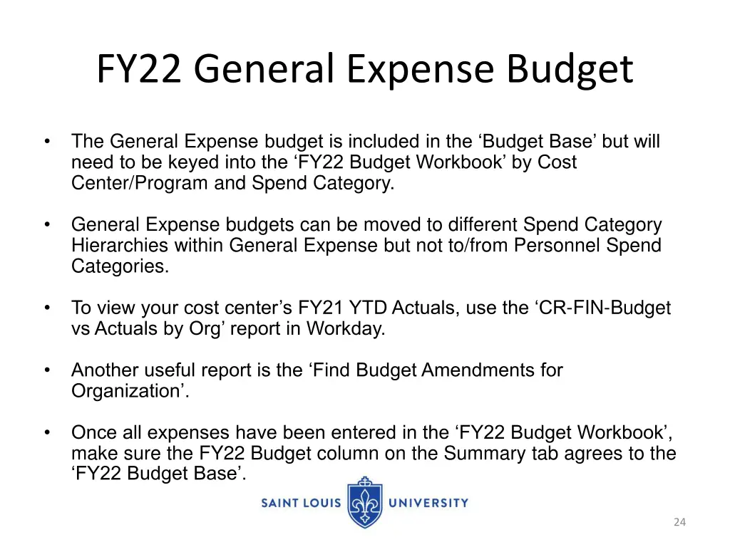 fy22 general expense budget