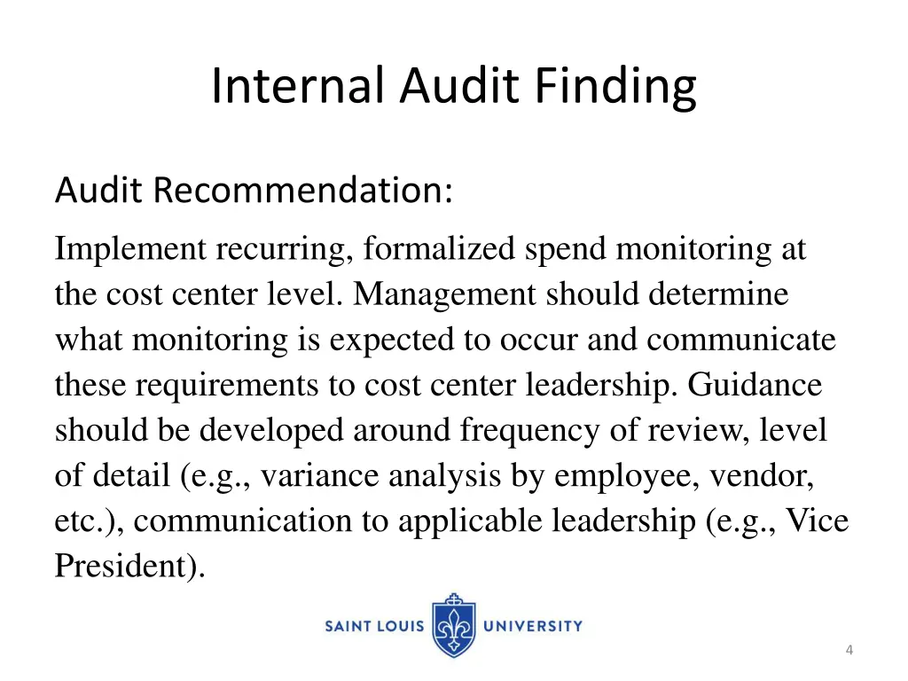 internal audit finding 1