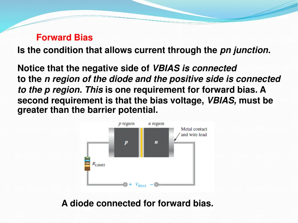 forward bias is the condition that allows current