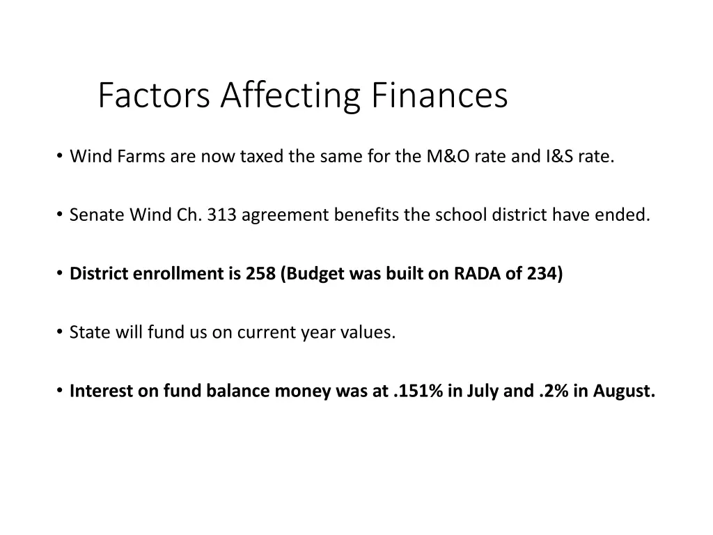 factors affecting finances
