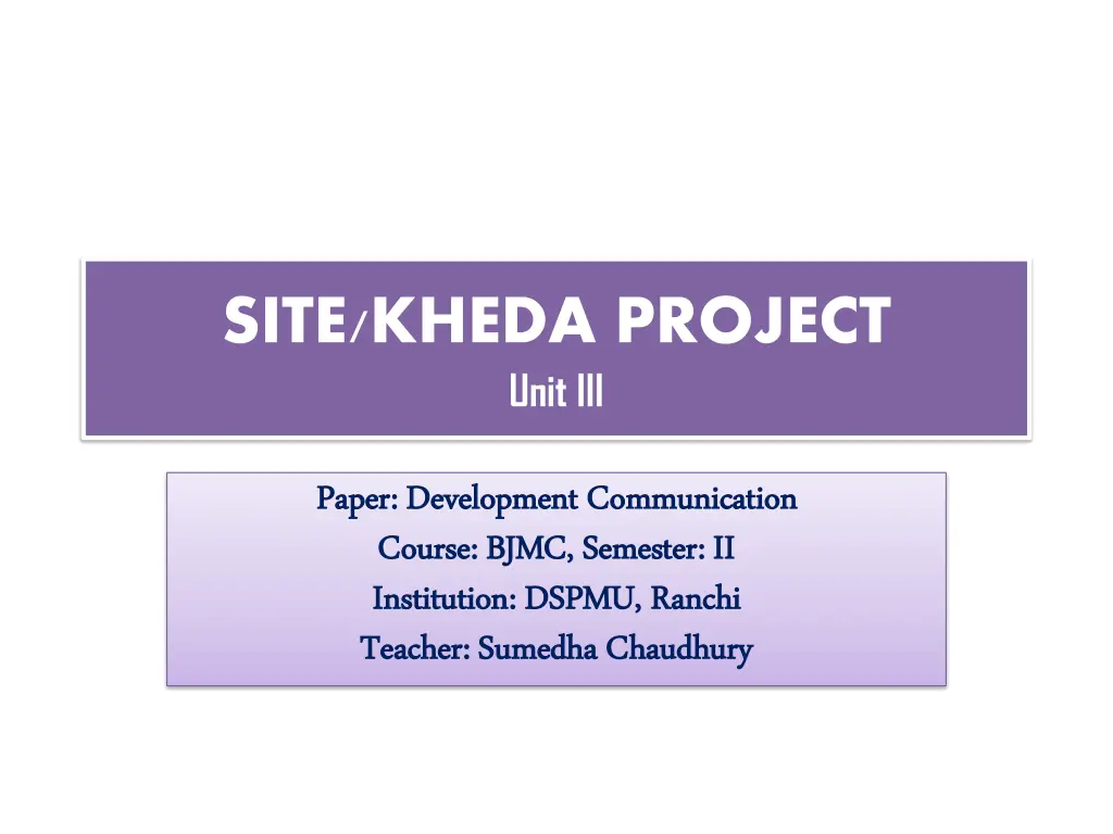 site kheda project unit iii