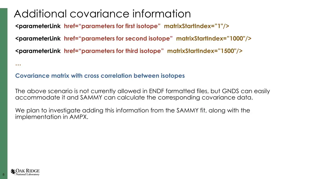 additional covariance information parameterlink