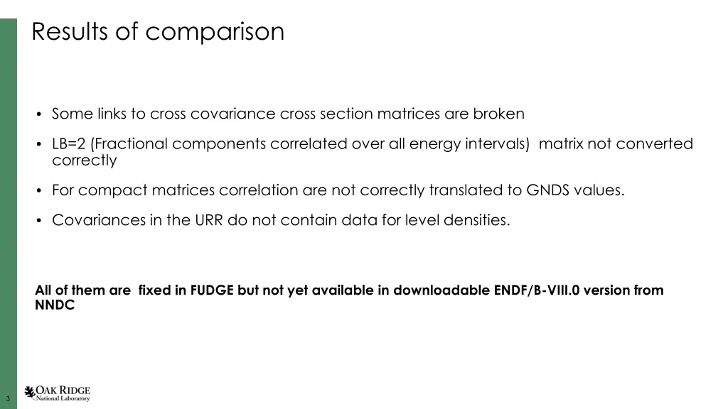 results of comparison