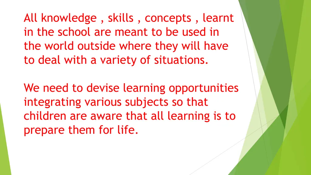 all knowledge skills concepts learnt