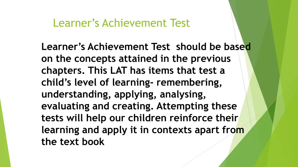 learner s achievement test