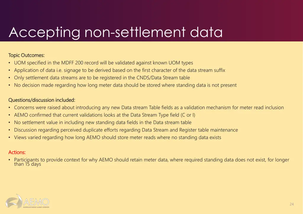accepting non settlement data