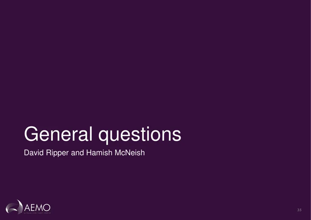 general questions david ripper and hamish mcneish