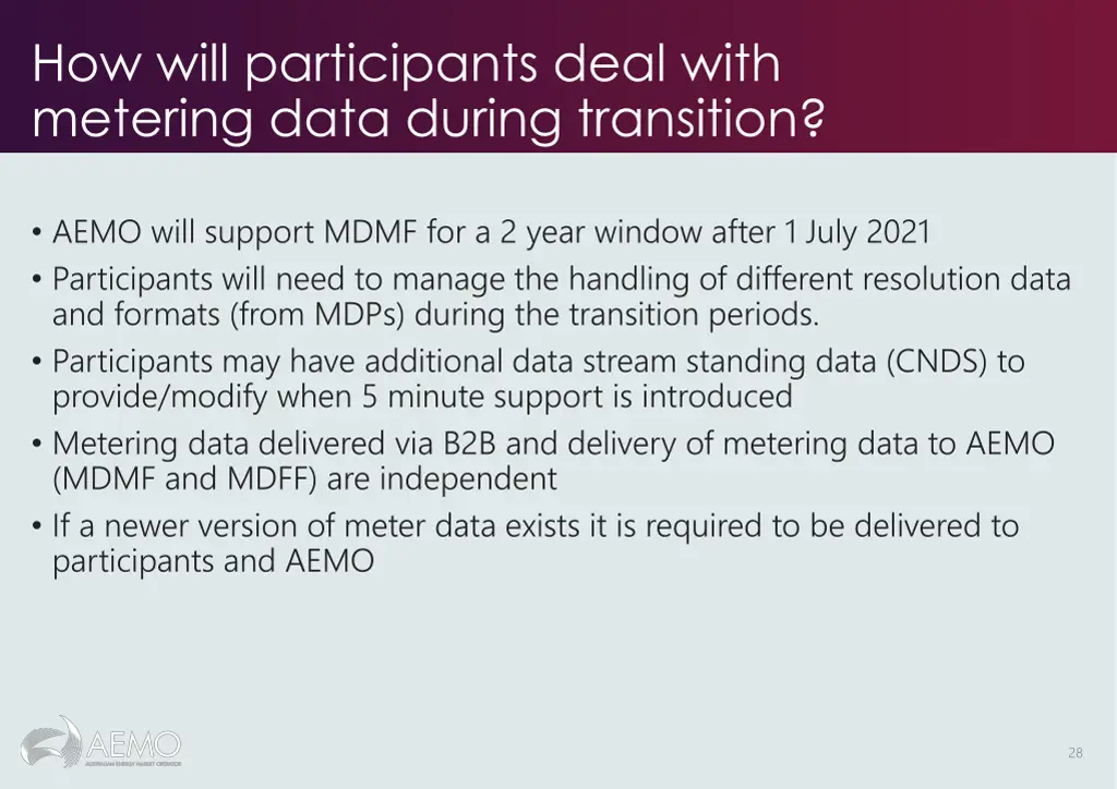 how will participants deal with metering data