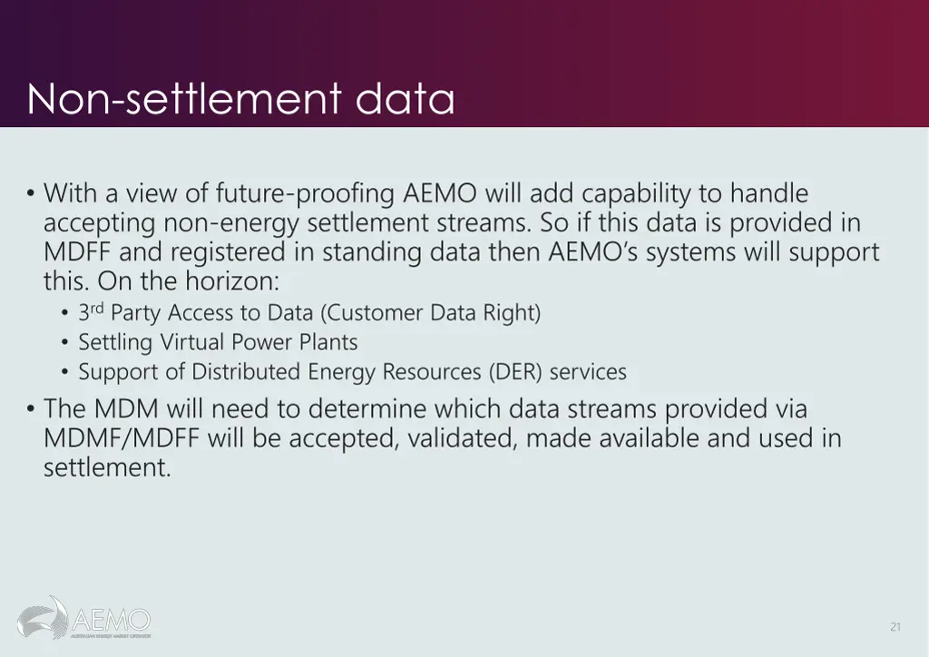 non settlement data