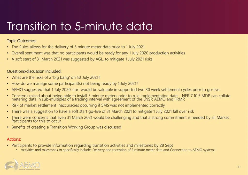 transition to 5 minute data