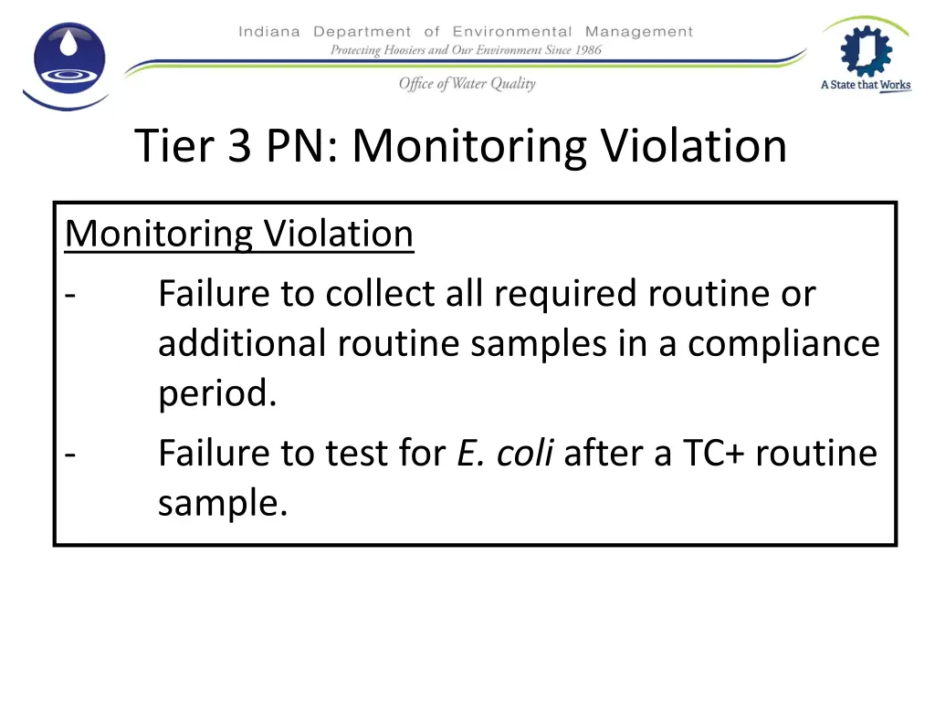tier 3 pn monitoring violation