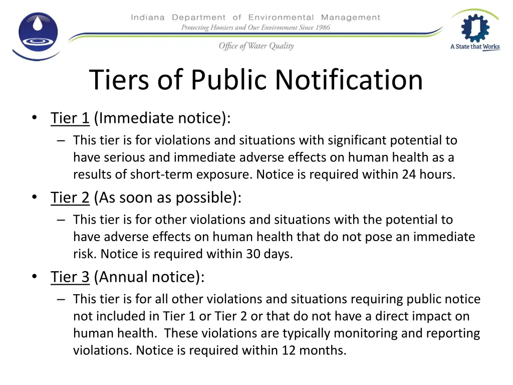 tiers of public notification