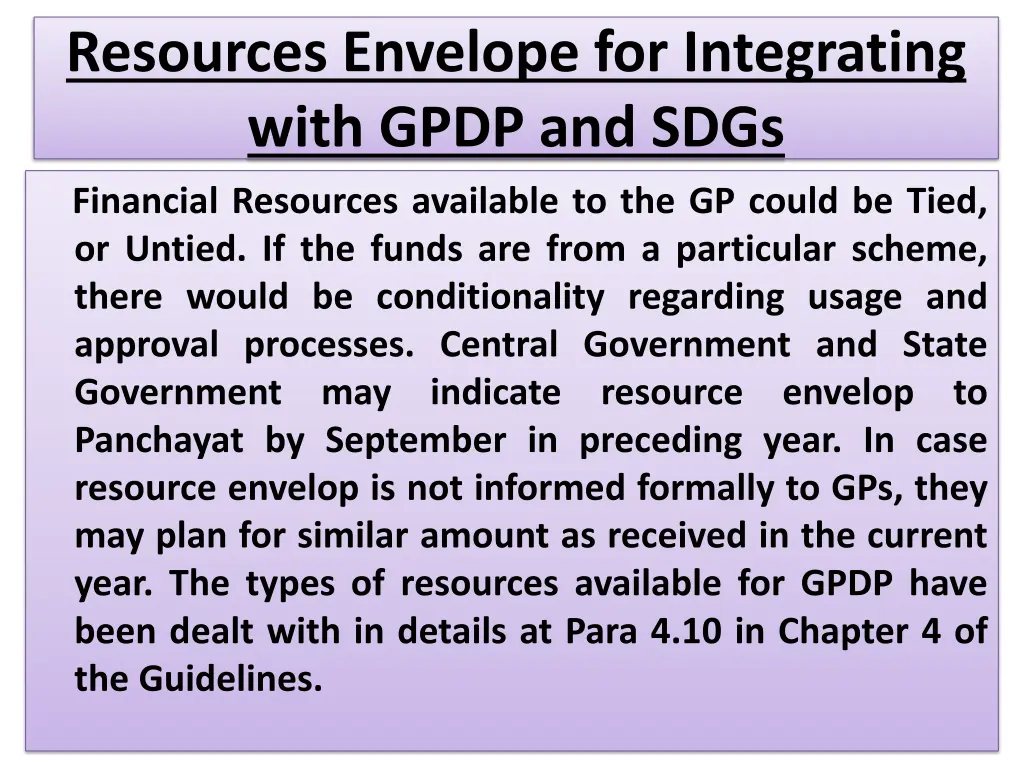 resources envelope for integrating with gpdp