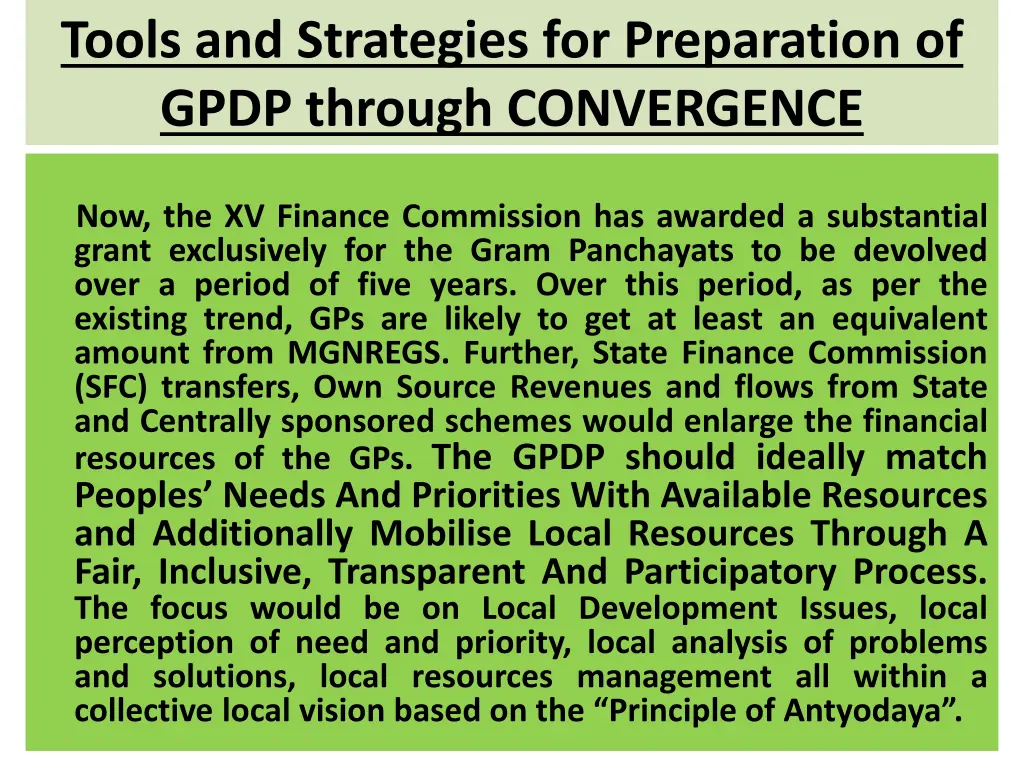 tools and strategies for preparation of gpdp 1