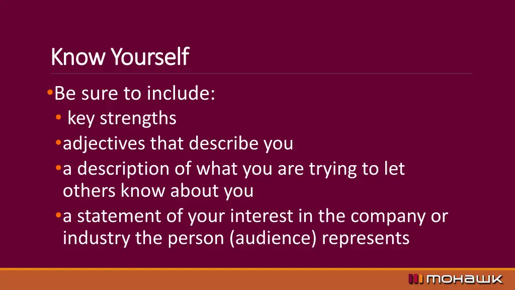 know yourself know yourself be sure to include