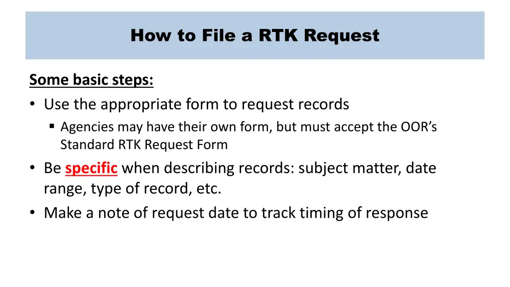 how to file a rtk request 1