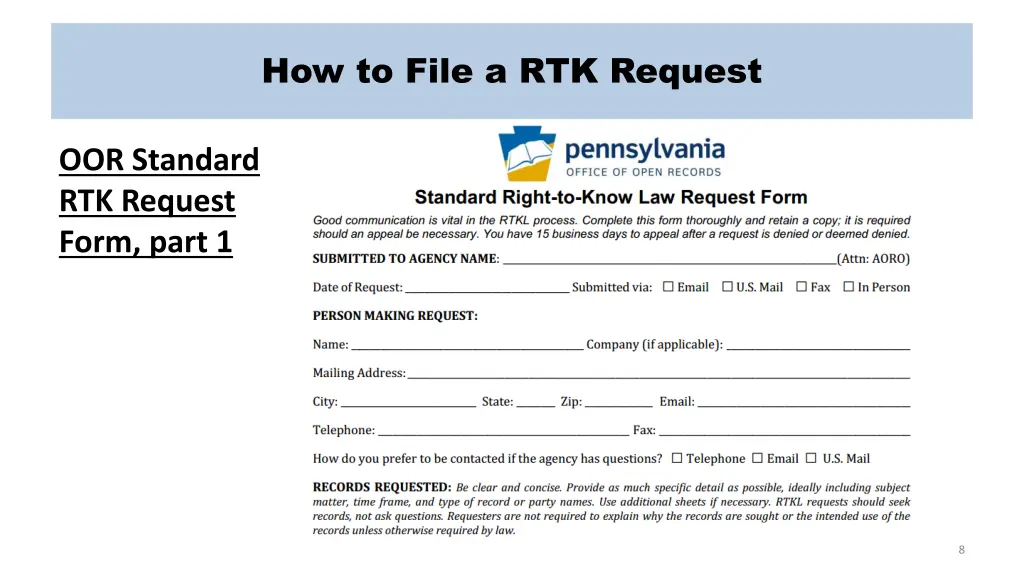 how to file a rtk request 2