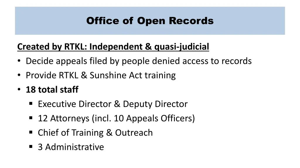 office of open records