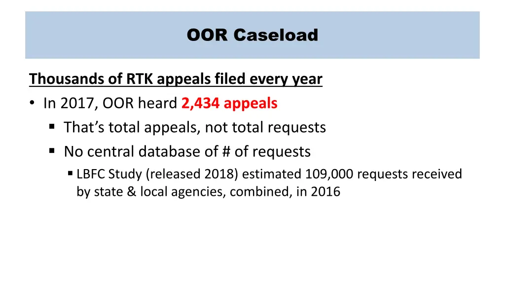 oor caseload